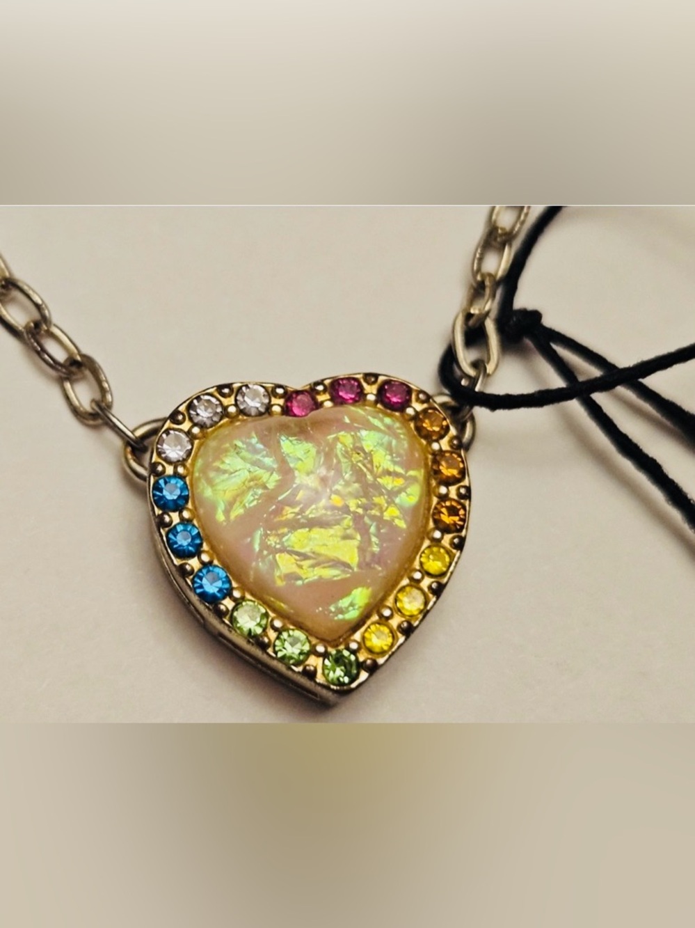 Kurt Geiger London Gold Tone Faux Opal Crystal Rainbow Heart
Necklace